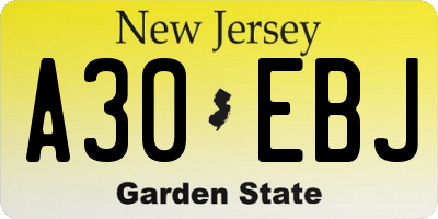 NJ license plate A30EBJ
