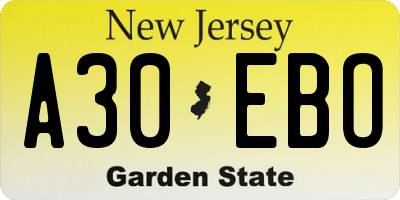 NJ license plate A30EBO
