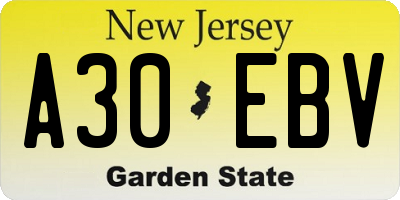 NJ license plate A30EBV