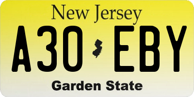 NJ license plate A30EBY