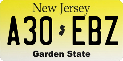 NJ license plate A30EBZ