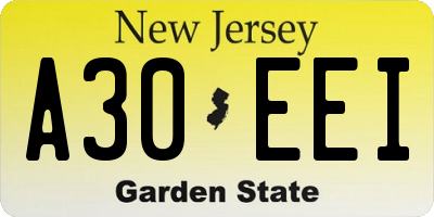 NJ license plate A30EEI