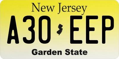 NJ license plate A30EEP