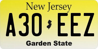 NJ license plate A30EEZ