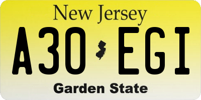 NJ license plate A30EGI