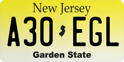 NJ license plate A30EGL