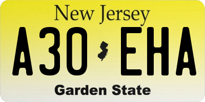 NJ license plate A30EHA
