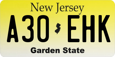 NJ license plate A30EHK