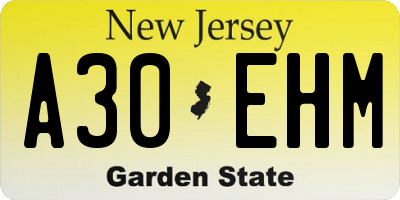NJ license plate A30EHM