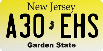 NJ license plate A30EHS