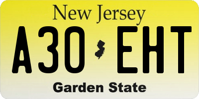 NJ license plate A30EHT