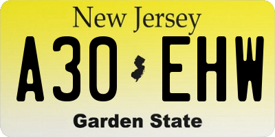 NJ license plate A30EHW
