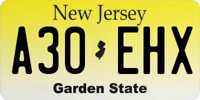 NJ license plate A30EHX
