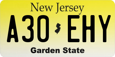NJ license plate A30EHY