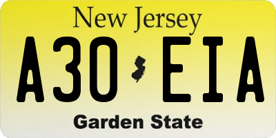 NJ license plate A30EIA