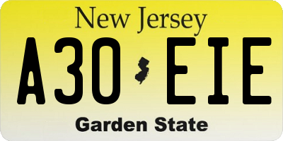 NJ license plate A30EIE