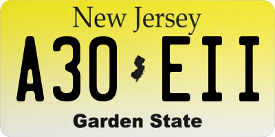 NJ license plate A30EII