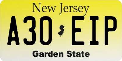 NJ license plate A30EIP