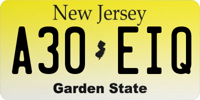 NJ license plate A30EIQ