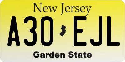 NJ license plate A30EJL