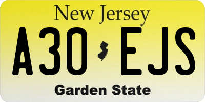 NJ license plate A30EJS
