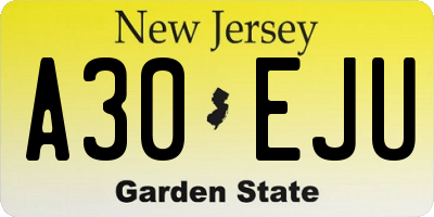NJ license plate A30EJU