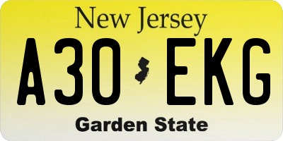 NJ license plate A30EKG