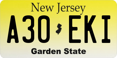 NJ license plate A30EKI