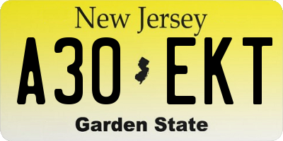 NJ license plate A30EKT