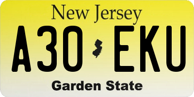 NJ license plate A30EKU