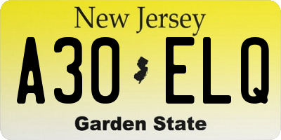 NJ license plate A30ELQ