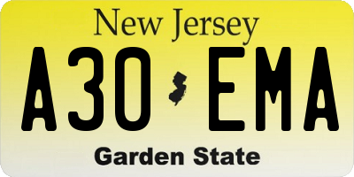 NJ license plate A30EMA