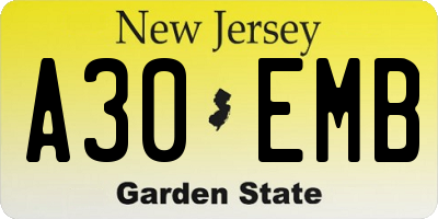 NJ license plate A30EMB