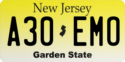 NJ license plate A30EMO