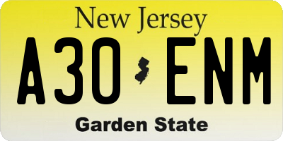 NJ license plate A30ENM