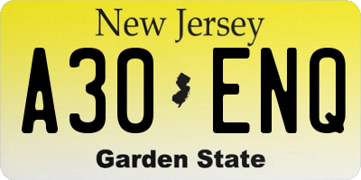 NJ license plate A30ENQ