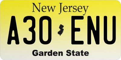NJ license plate A30ENU