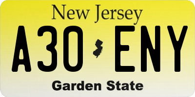 NJ license plate A30ENY