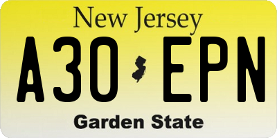 NJ license plate A30EPN