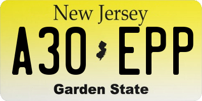 NJ license plate A30EPP