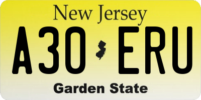 NJ license plate A30ERU
