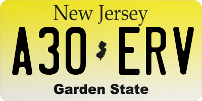 NJ license plate A30ERV