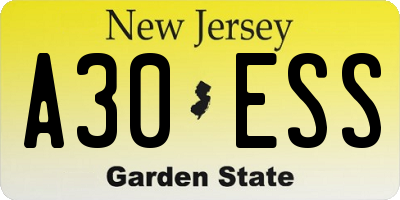 NJ license plate A30ESS