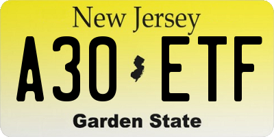 NJ license plate A30ETF