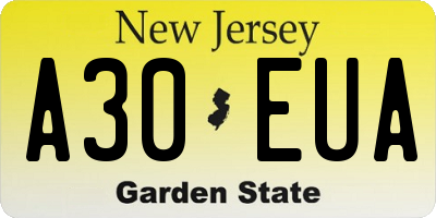 NJ license plate A30EUA