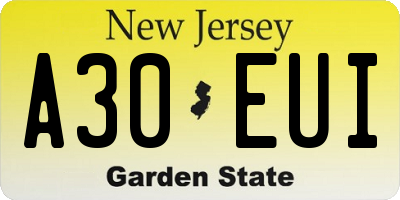 NJ license plate A30EUI