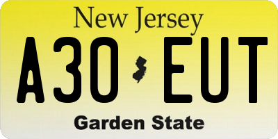 NJ license plate A30EUT