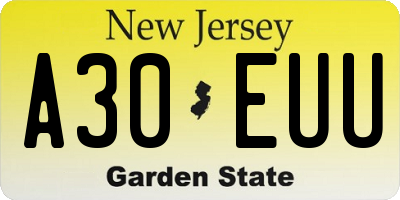NJ license plate A30EUU