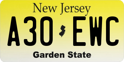 NJ license plate A30EWC