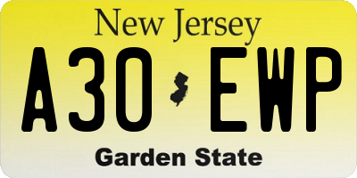 NJ license plate A30EWP
